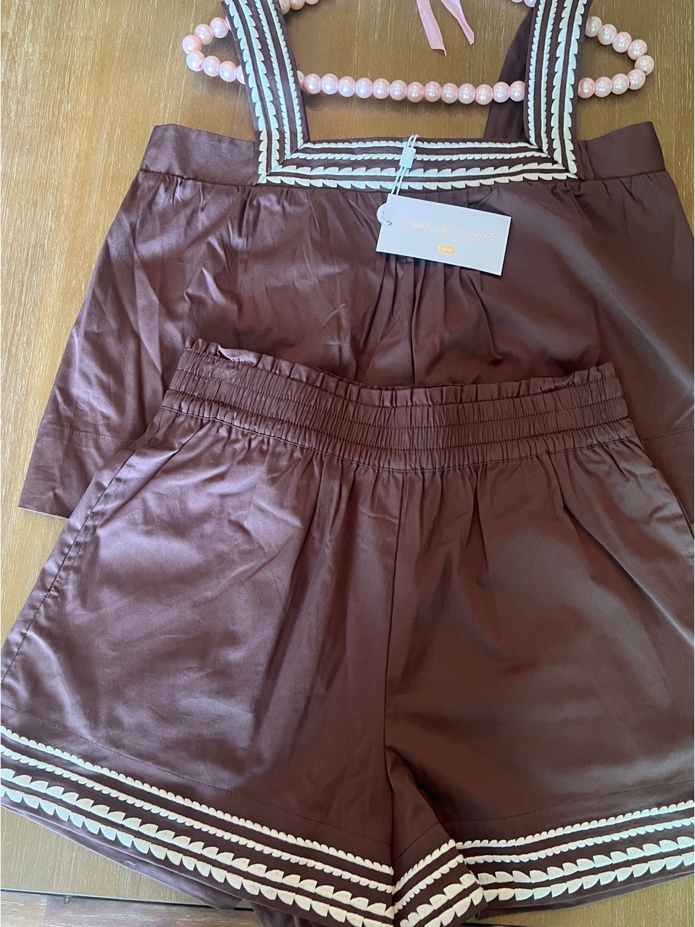 Caroline Constas Chocolate Brown Tank Top with Shorts Matching Set Small - Picture 2 of 5